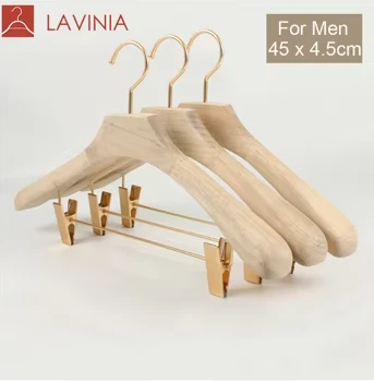 Wooden Hangers With Gold Hooks