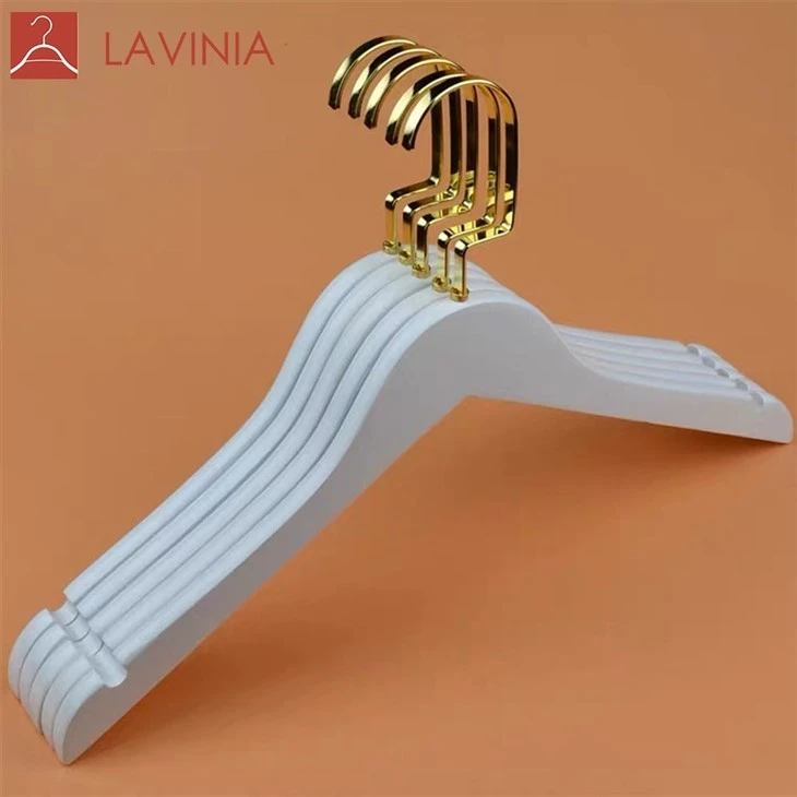 Wooden Hangers With Gold Hooks
